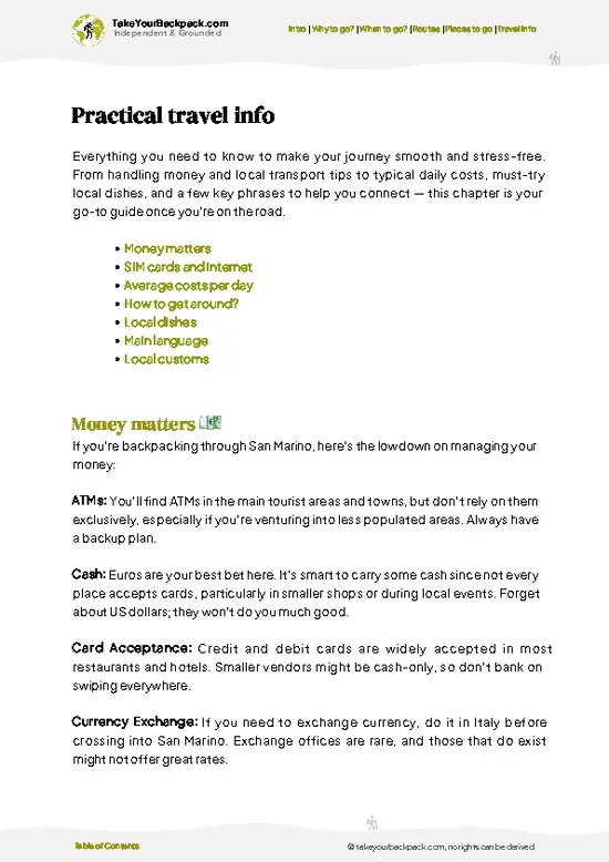 example page 7 from our offline Travel Guide for San Marino